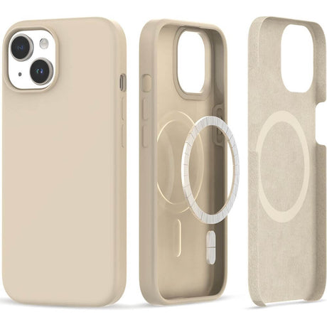 Magsafe Калъф за iPhone 15, Tech-Protect Silicone Case, Бежов