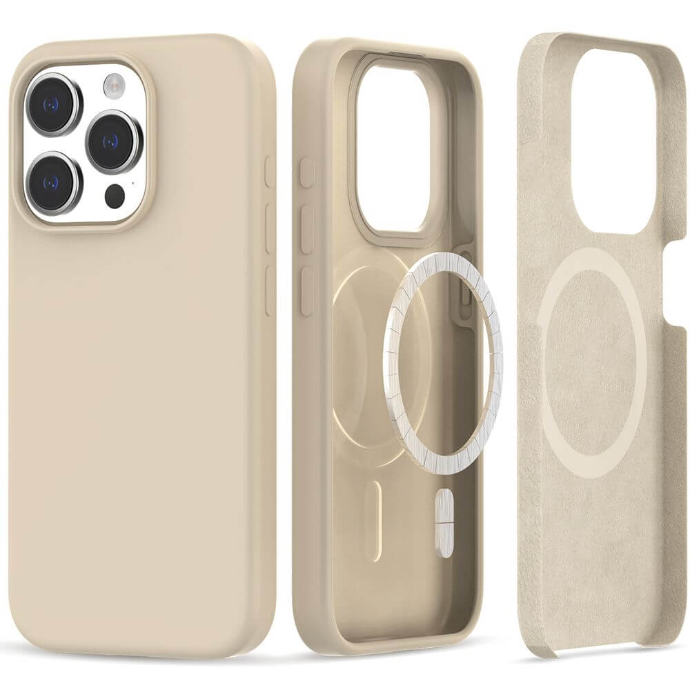 Magsafe Калъф за iPhone 15 Pro, Tech-Protect Silicone Case, Бежов