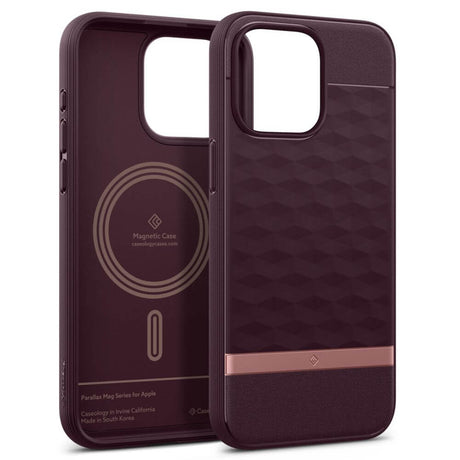 Magsafe Калъф за iPhone 15 Pro Max, Spigen Caseology Parallax, Бордо (2)