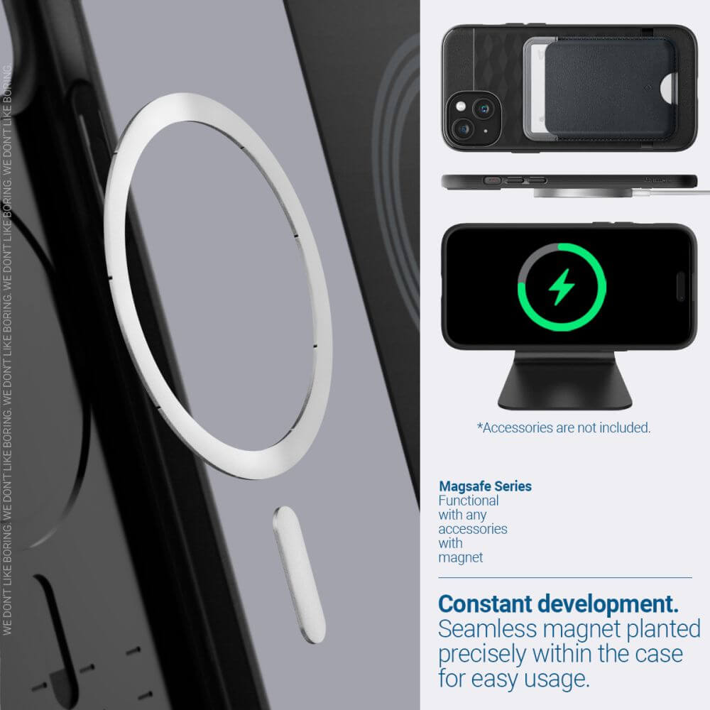 Magsafe Калъф за iPhone 15, Spigen Caseology Parallax, Черен (9)