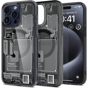 Magsafe Калъф за iPhone 15 Pro Max, Spigen Zero One Ultra Hybrid Case, Черен