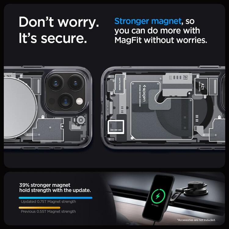 Magsafe Калъф за iPhone 15 Pro Max, Spigen Zero One Ultra Hybrid Case, Черен (10)
