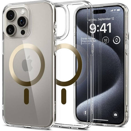 Magsafe Противоударен Калъф за iPhone 15 Pro, Spigen Ultra Hybrid Case, Златист