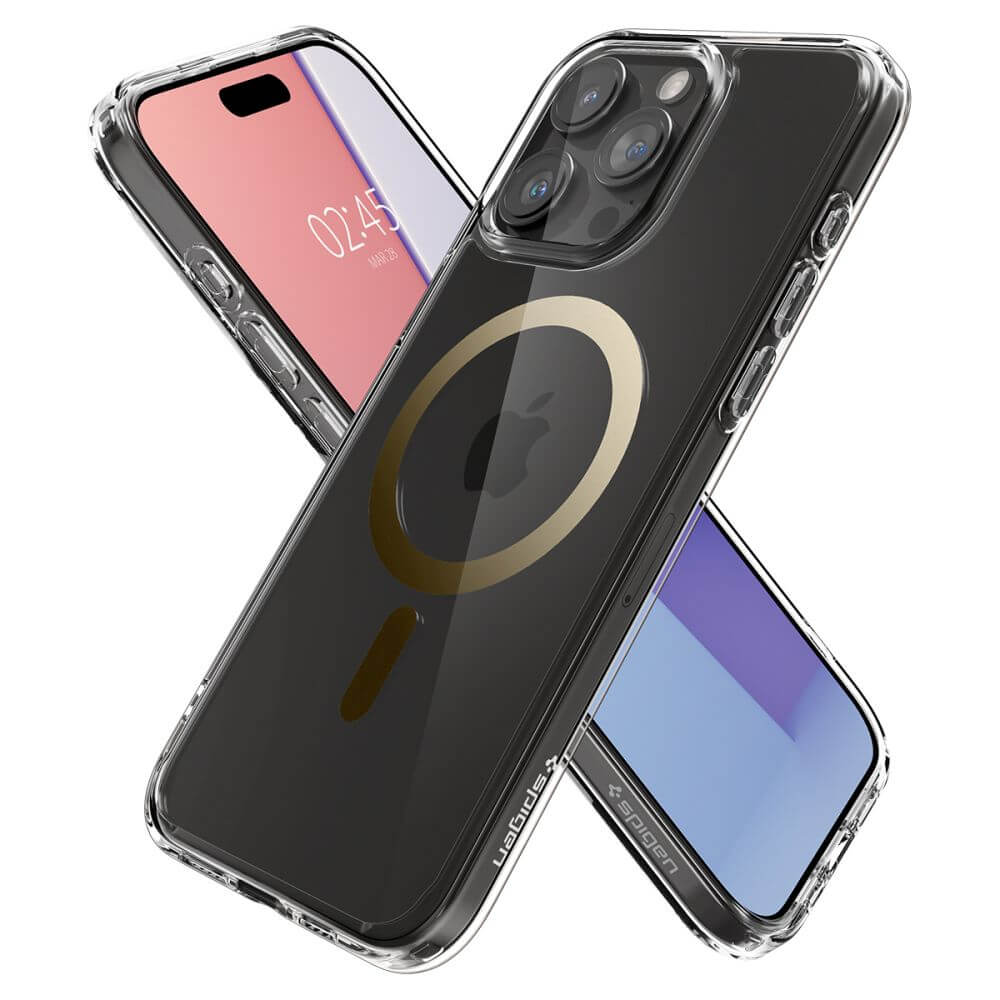 Magsafe Противоударен Калъф за iPhone 15 Pro Max, Spigen Ultra Hybrid Case, Златист (6)