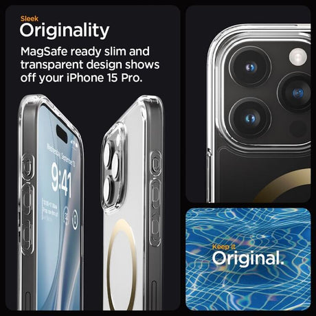 Magsafe Противоударен Калъф за iPhone 15 Pro Max, Spigen Ultra Hybrid Case, Златист (8)