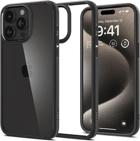 Противоударен Калъф за iPhone 15 Pro Max, Spigen Ultra Hybrid Case, Черен