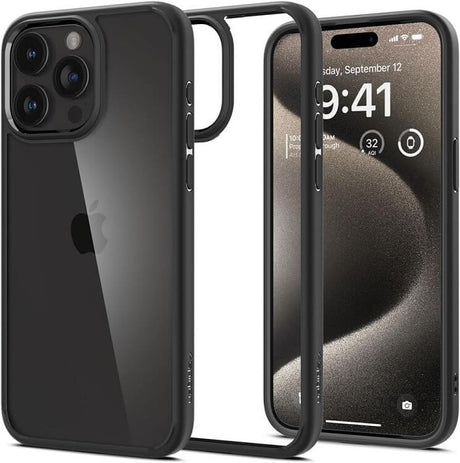 Противоударен Калъф за iPhone 15 Pro Max, Spigen Ultra Hybrid Case, Черен