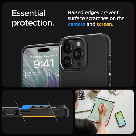 Противоударен Калъф за iPhone 15 Pro Max, Spigen Ultra Hybrid Case, Черен (9)