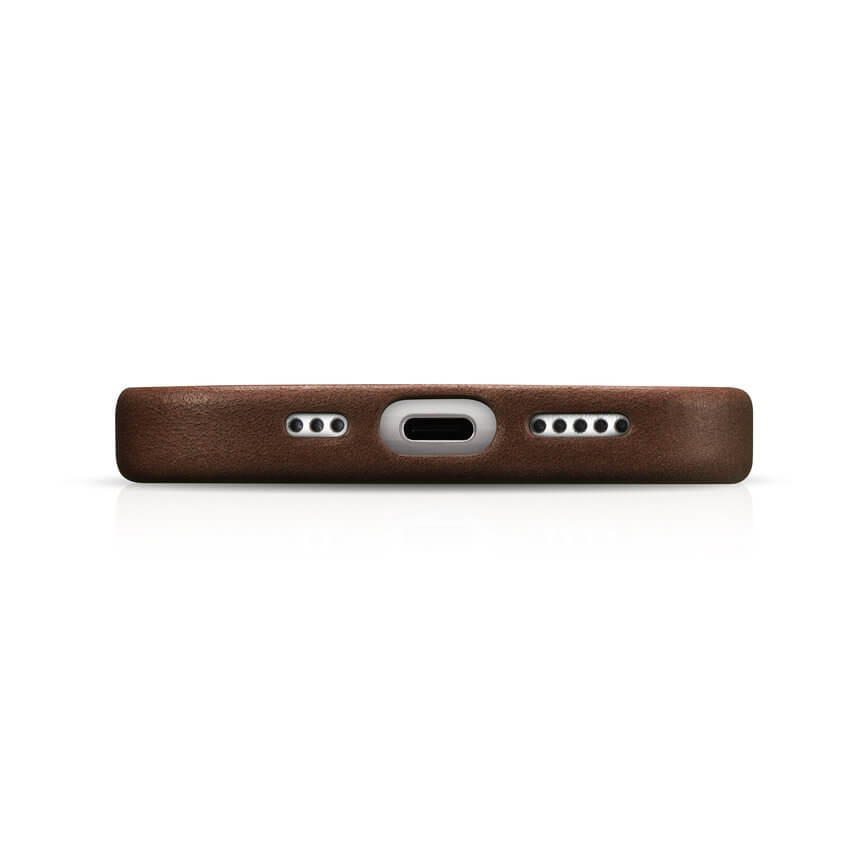 Magsafe Калъф от Естествена Кожа за iPhone 15, iCarer Oil Wax Leather Case, Кафяв (6)