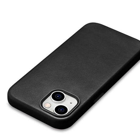 Magsafe Калъф от Естествена Кожа за iPhone 15 Pro Max, iCarer Oil Wax Leather Case, Черен (5)