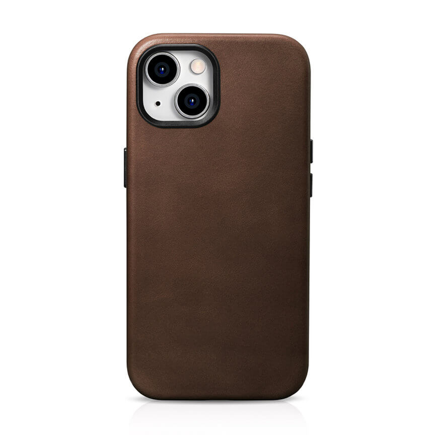 Magsafe Калъф от Естествена Кожа за iPhone 15, iCarer Oil Wax Leather Case, Кафяв