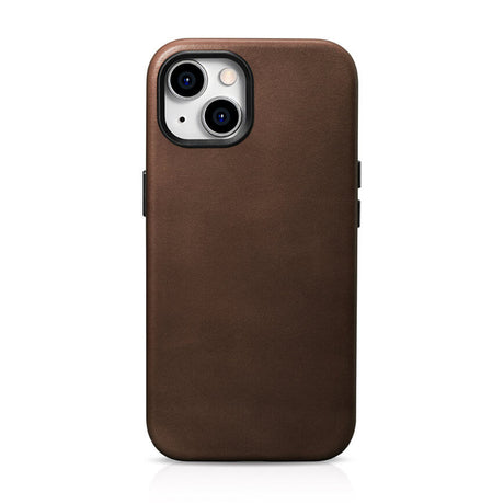 Magsafe Калъф от Естествена Кожа за iPhone 15, iCarer Oil Wax Leather Case, Кафяв