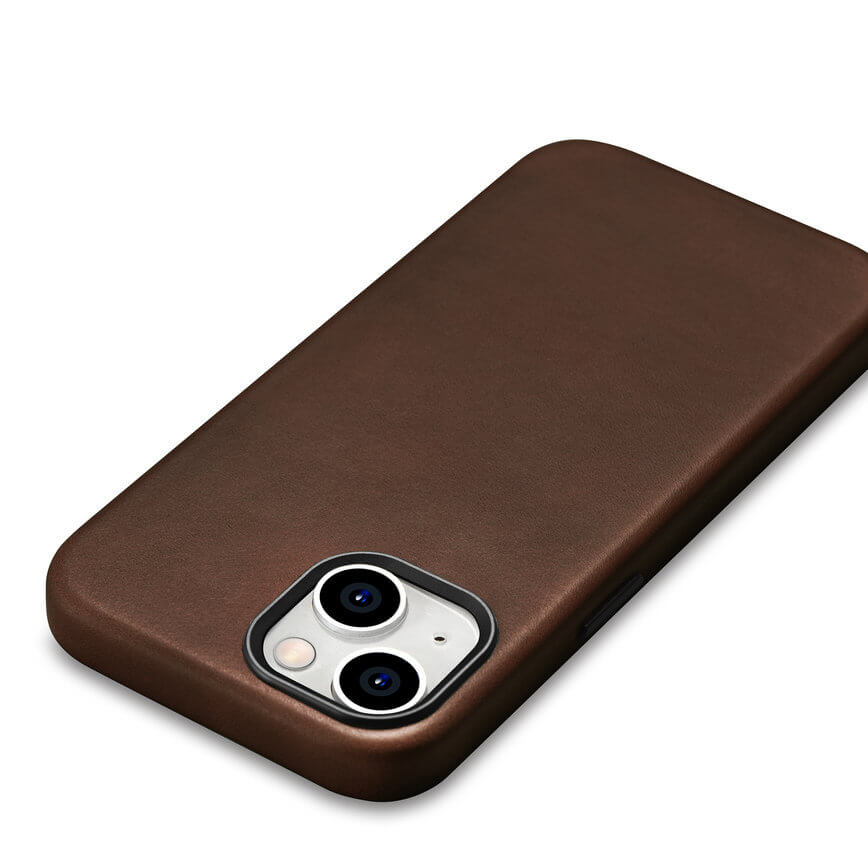 Magsafe Калъф от Естествена Кожа за iPhone 15, iCarer Oil Wax Leather Case, Кафяв (5)