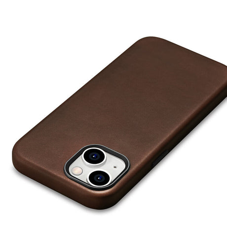 Magsafe Калъф от Естествена Кожа за iPhone 15, iCarer Oil Wax Leather Case, Кафяв (5)