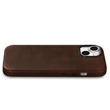 Magsafe Калъф от Естествена Кожа за iPhone 15, iCarer Oil Wax Leather Case, Кафяв (4)