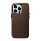 Magsafe Калъф от Естествена Кожа за iPhone 15 Pro Max, iCarer Oil Wax Leather Case, Кафяв