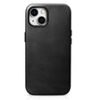 Magsafe Калъф от Естествена Кожа за iPhone 15, iCarer Oil Wax Leather Case, Черен