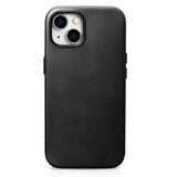 Magsafe Калъф от Естествена Кожа за iPhone 15, iCarer Oil Wax Leather Case, Черен