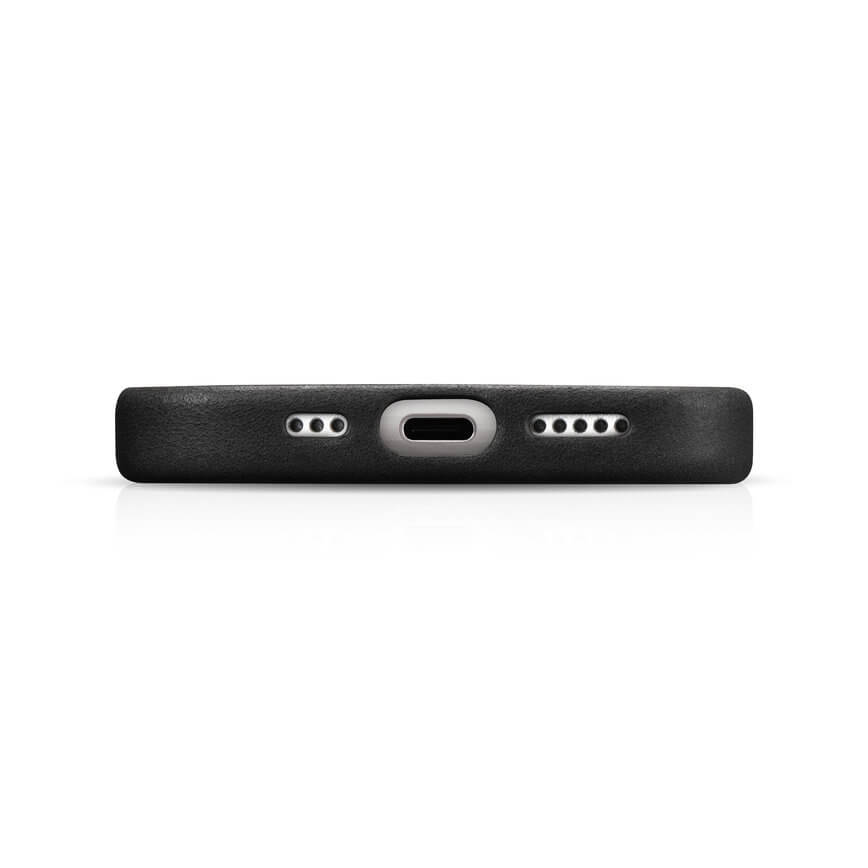 Magsafe Калъф от Естествена Кожа за iPhone 15, iCarer Oil Wax Leather Case, Черен (6)