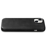 Magsafe Калъф от Естествена Кожа за iPhone 15, iCarer Oil Wax Leather Case, Черен (4)