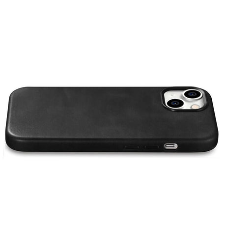 Magsafe Калъф от Естествена Кожа за iPhone 15, iCarer Oil Wax Leather Case, Черен (4)