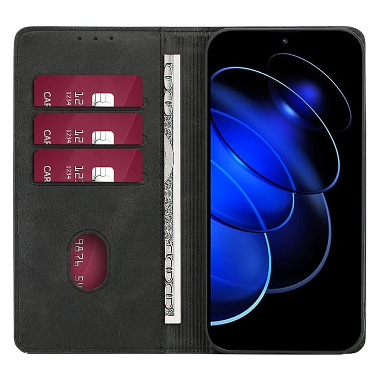Кожен Калъф с Джобове за Honor Magic 5 Pro, Wallet Book Case, Черен (3)