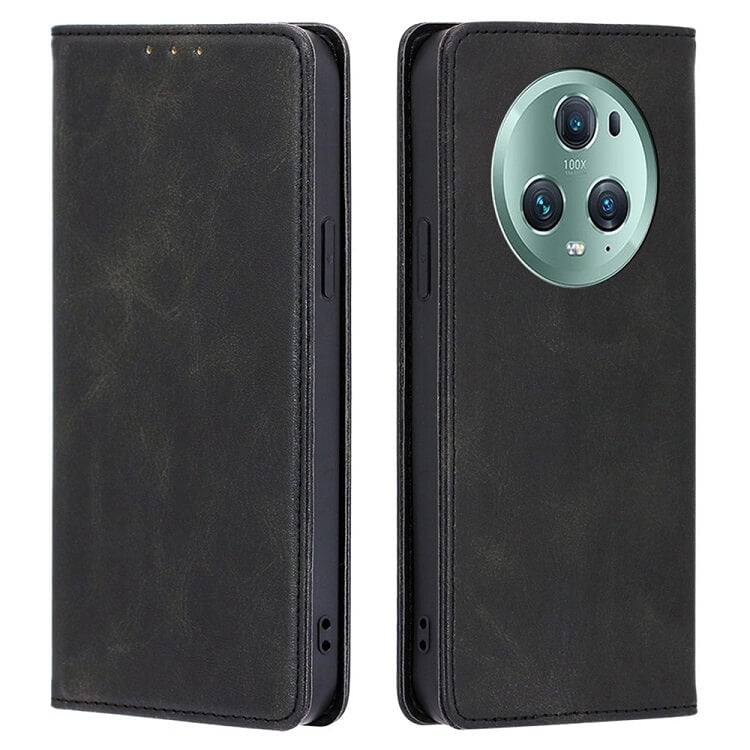 Кожен Калъф с Джобове за Honor Magic 5 Pro, Wallet Book Case, Черен