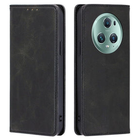 Кожен Калъф с Джобове за Honor Magic 5 Pro, Wallet Book Case, Черен