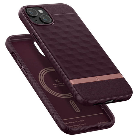 Magsafe Калъф за iPhone 15, Spigen Caseology Parallax, Бордо (6)