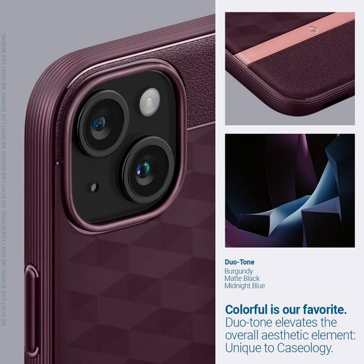 Magsafe Калъф за iPhone 15, Spigen Caseology Parallax, Бордо (7)