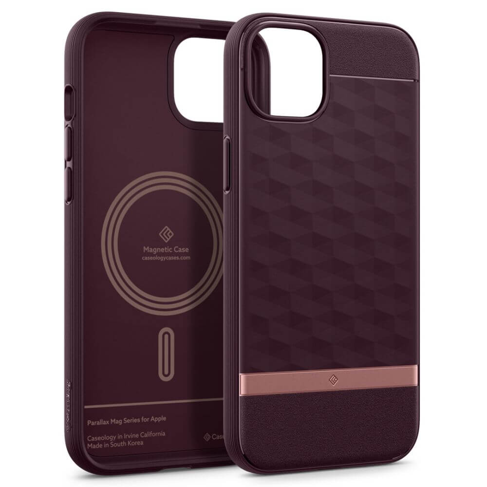 Magsafe Калъф за iPhone 15, Spigen Caseology Parallax, Бордо (2)