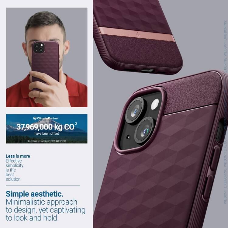Magsafe Калъф за iPhone 15, Spigen Caseology Parallax, Бордо (9)