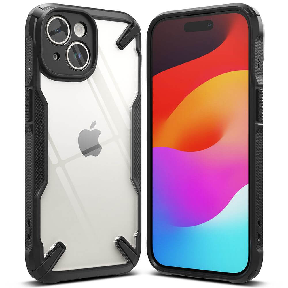 Противоударен Калъф за iPhone 15, Ringke Fusion X Case, Черен (4)