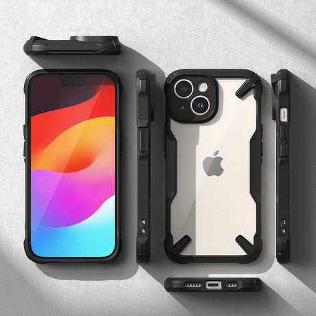 Противоударен Калъф за iPhone 15, Ringke Fusion X Case, Черен (5)