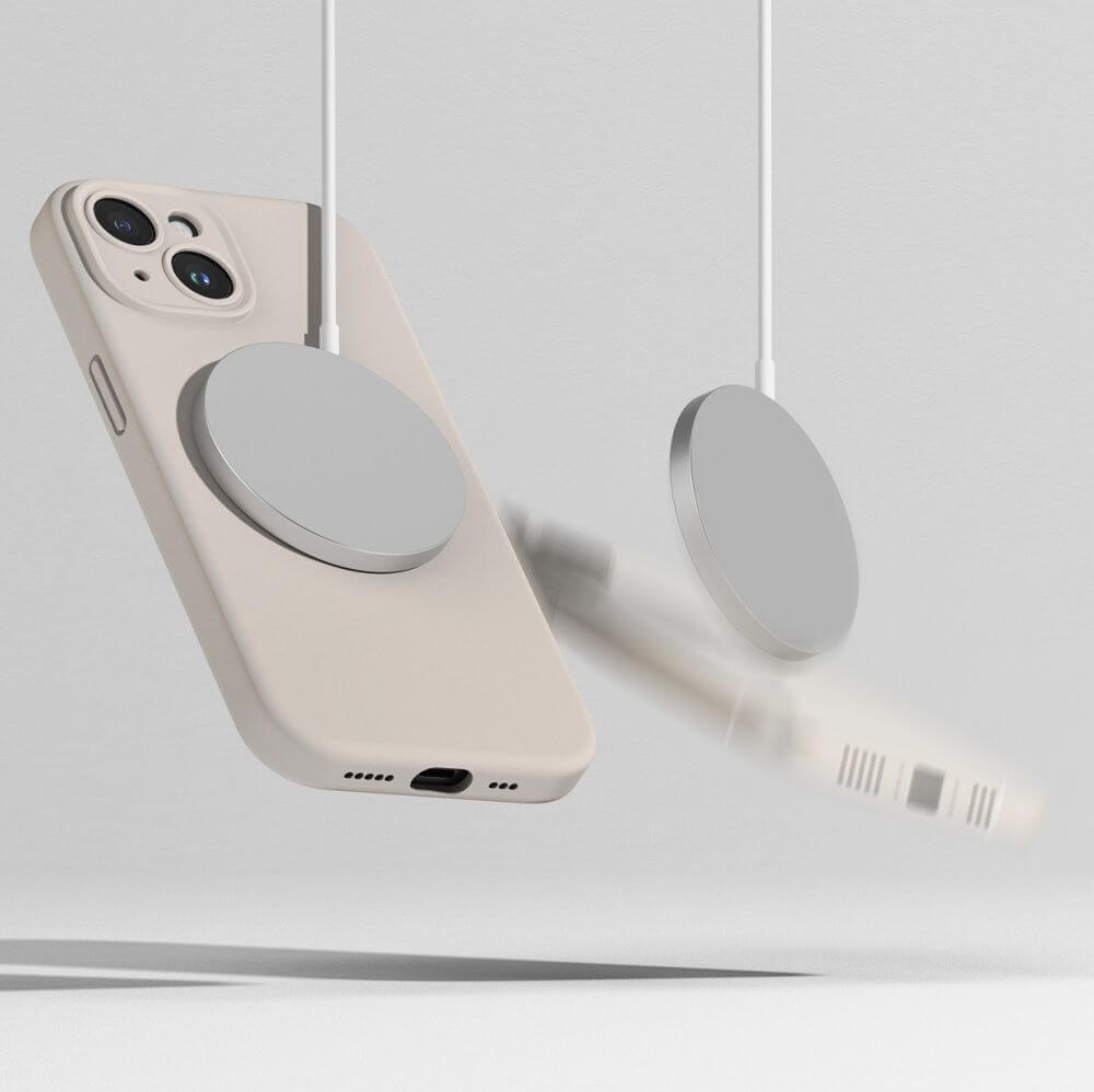Magsafe Калъф за iPhone 15, Ringke Silicone Magnetic Case, Бежов (6)