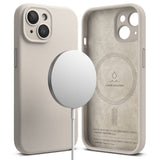 Magsafe Калъф за iPhone 15, Ringke Silicone Magnetic Case, Бежов (2)