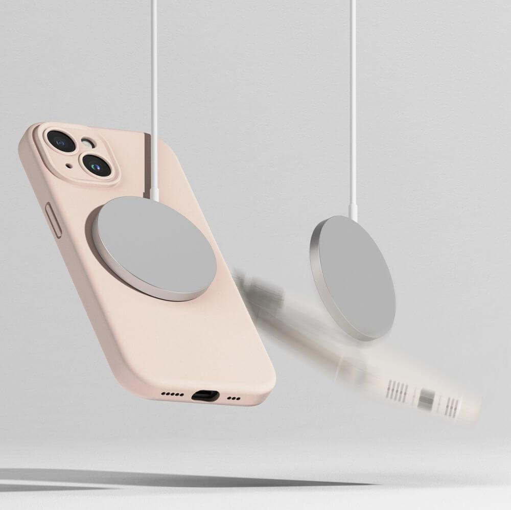 Magsafe Калъф за iPhone 15, Ringke Silicone Magnetic Case, Розов (5)