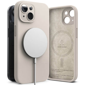 Magsafe Калъф за iPhone 15, Ringke Silicone Magnetic Case, Бежов