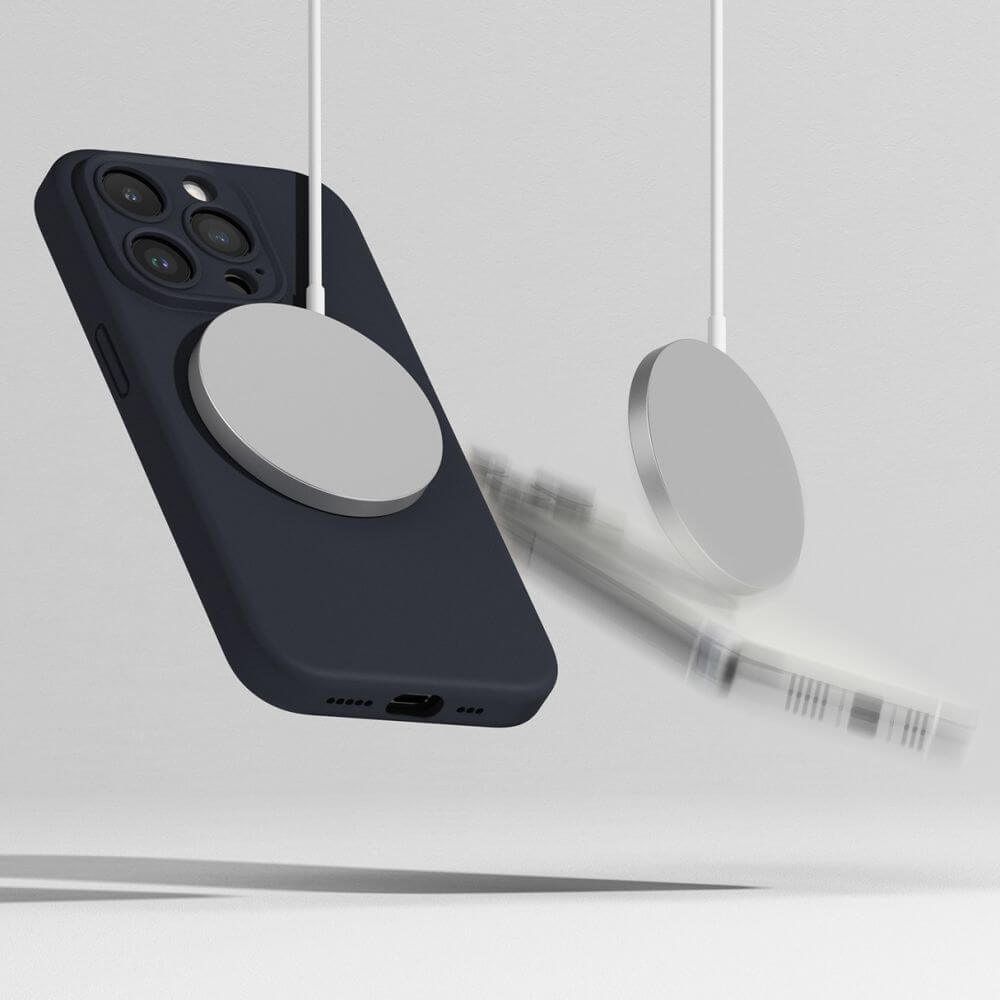 Magsafe Калъф за iPhone 15 Pro, Ringke Silicone Magnetic Case, Син (4)