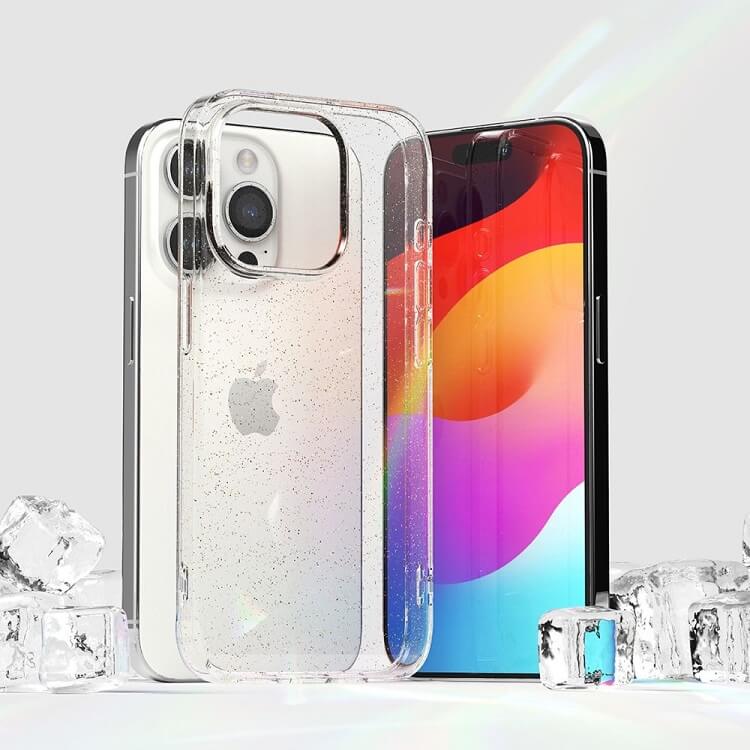 Блестящ Калъф за iPhone 15 Pro Max, Ringke Air Glitter Case, Прозрачен (4)