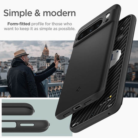 Противоударен Калъф за Google Pixel 8 Pro, Spigen Thin Fit Case, Черен (7)