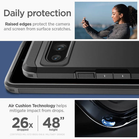 Калъф с Поставка за Google Pixel 8 Pro, Spigen Tough Armor Case, Черен (9)