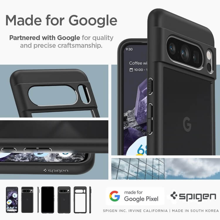 Противоударен Калъф за Google Pixel 8 Pro, Spigen Ultra Hybrid Case, Черен (10)