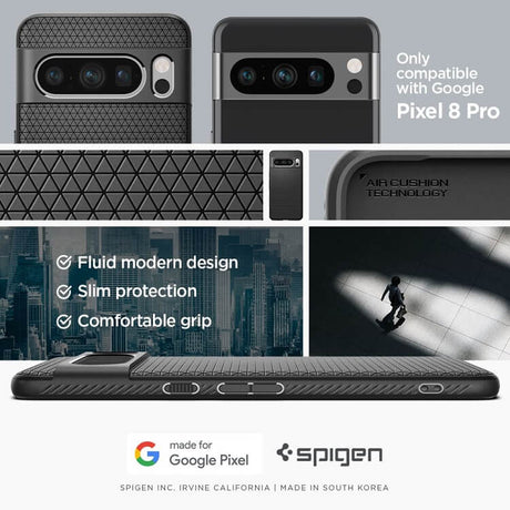Противоударен Калъф за Google Pixel 8 Pro, Spigen Liquid Air Case, Черен (8)