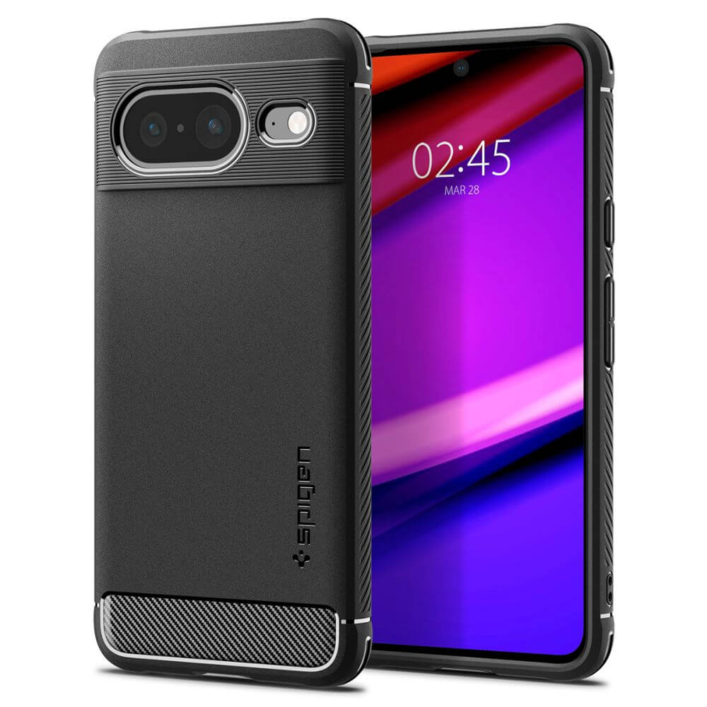 Противоударен Калъф за Google Pixel 8, Spigen Rugged Armor Case, Черен