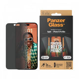 Затъмняващ Протектор за iPhone 15 Pro, PanzerGlass Privacy Anti-Spy UWF, Черен