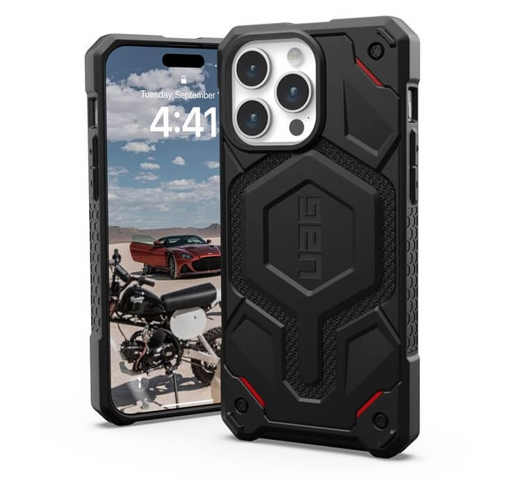 MagSafe Противоударен Калъф за iPhone 15 Pro Max, UAG Monarch Pro Kevlar Case, Черен (2)