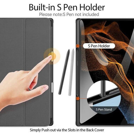 Калъф с Pen Поставка за Samsung Tab S8 Ultra, Dux Ducis Domo Case, Черен (4)