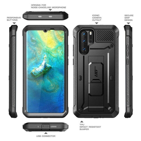 Противоударен Калъф за Huawei P30 Pro, Supcase Unicorn Beetle Pro, Черен (5)