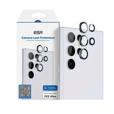 Протектор за Камерата на Samsung S22 Ultra, ESR Camera Lens Ring Glass, Черен